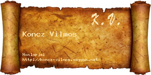Koncz Vilmos névjegykártya